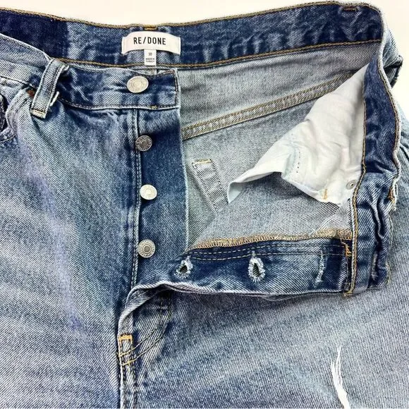 Re/Done 50s Cut Off Button Fly Distressed Denim Shorts Medium Raf 30 - Picture 6 of 13